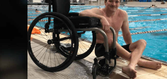 Healing comeback master swimmer at poolside at UT from SwimSwam